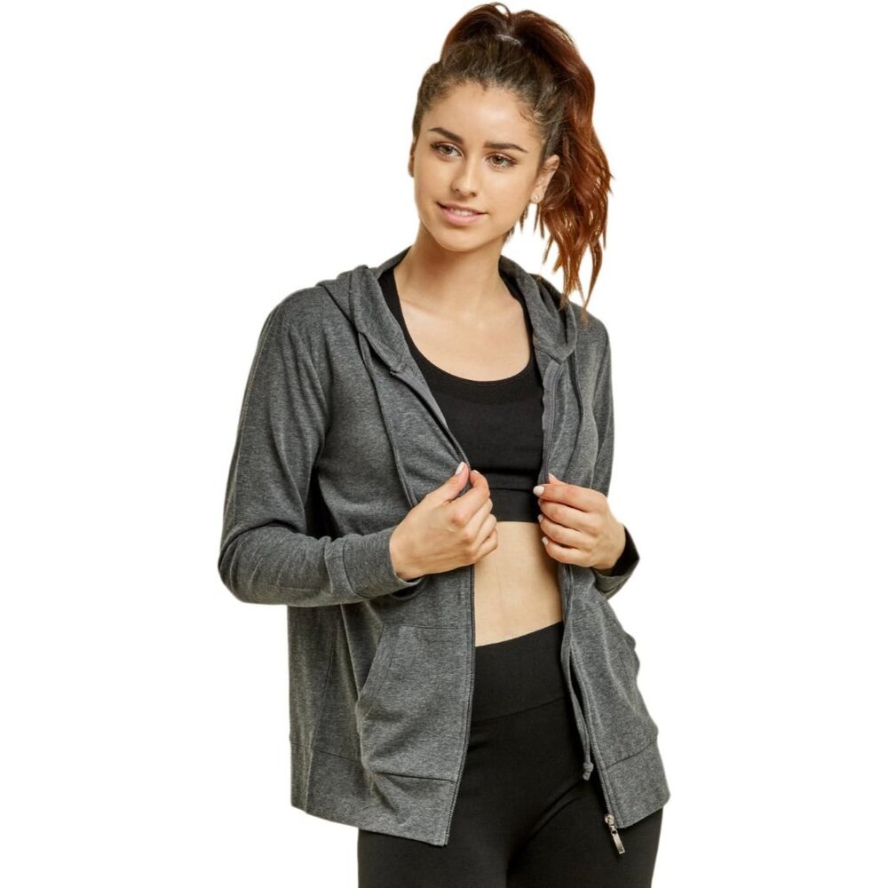 Luxury Charcoal Zip Up Hoodie For Women - Lightweight Year-Round Comfort